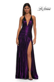Picture of: Beautiful Long Metallic Net Jersey Gown with Flattering Ruching in Purple, Style: 32887, Detail Picture 6