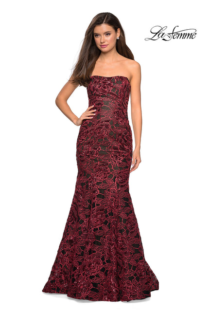 Picture of: Long Mermaid Lace Prom Dress with Beading in Red Black, Style: 27178, Detail Picture 1