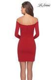 Picture of: Tight Homecoming Dress with Long Sleeves in Red, Style: 28182, Back Picture