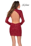 Picture of: Long Sleeve Sequin Party Dress with High Neckline in Red, Style: 29406, Back Picture