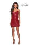 Picture of: Short Sequin Dress with Strapless Sweetheart Neckline in Red, Style: 28229, Detail Picture 3