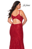 Picture of: Sequin Curvy Prom Dress with Cut Out Open Back in Red, Style: 29063, Back Picture