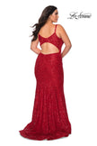 Picture of: Sequin Curvy Prom Dress with Cut Out Open Back in Red, Style: 29063, Detail Picture 3