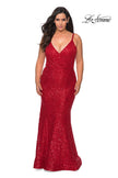 Picture of: Sequin Curvy Prom Dress with Cut Out Open Back in Red, Style: 29063, Detail Picture 5