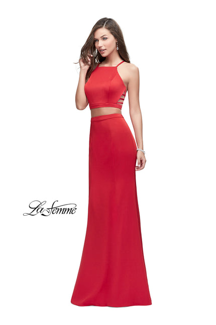Picture of: Two Piece Jersey Prom Dress with High Neckline in Red, Style: 25220, Main Picture