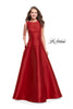 Picture of: Long Mikado Ball Gown with Boat Neck and Criss Cross Back in Red, Style: 25425, Main Picture