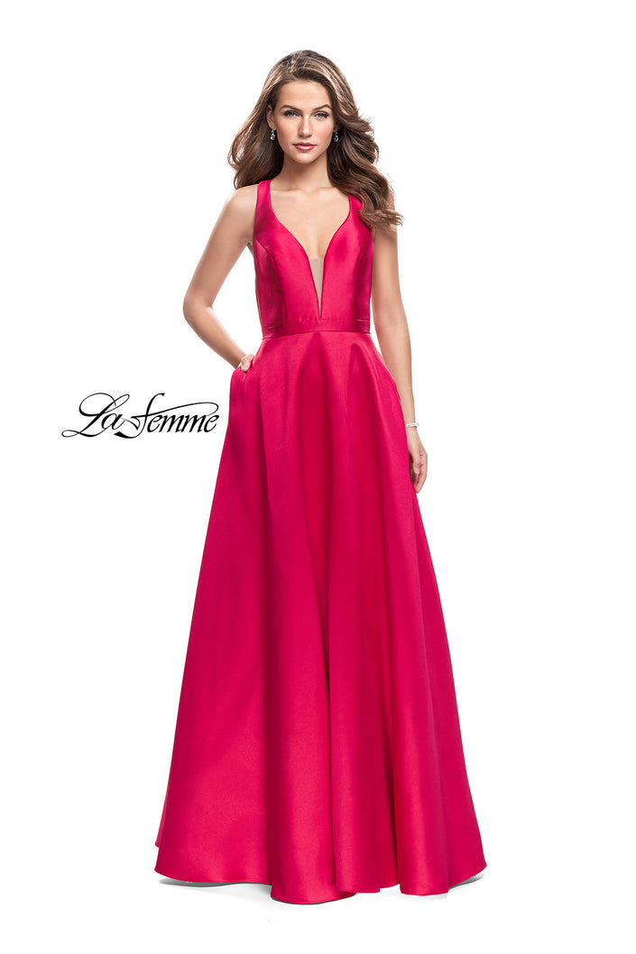 Picture of: Mikado A-line Prom Dress with Strappy Open Back in Red, Style: 26215, Main Picture