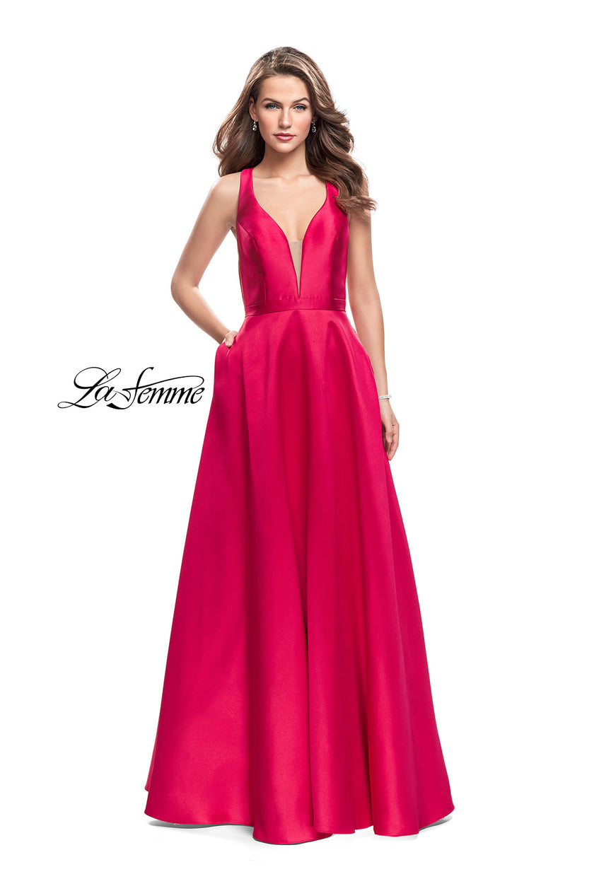Picture of: Mikado A-line Prom Dress with Strappy Open Back in Red, Style: 26215, Main Picture