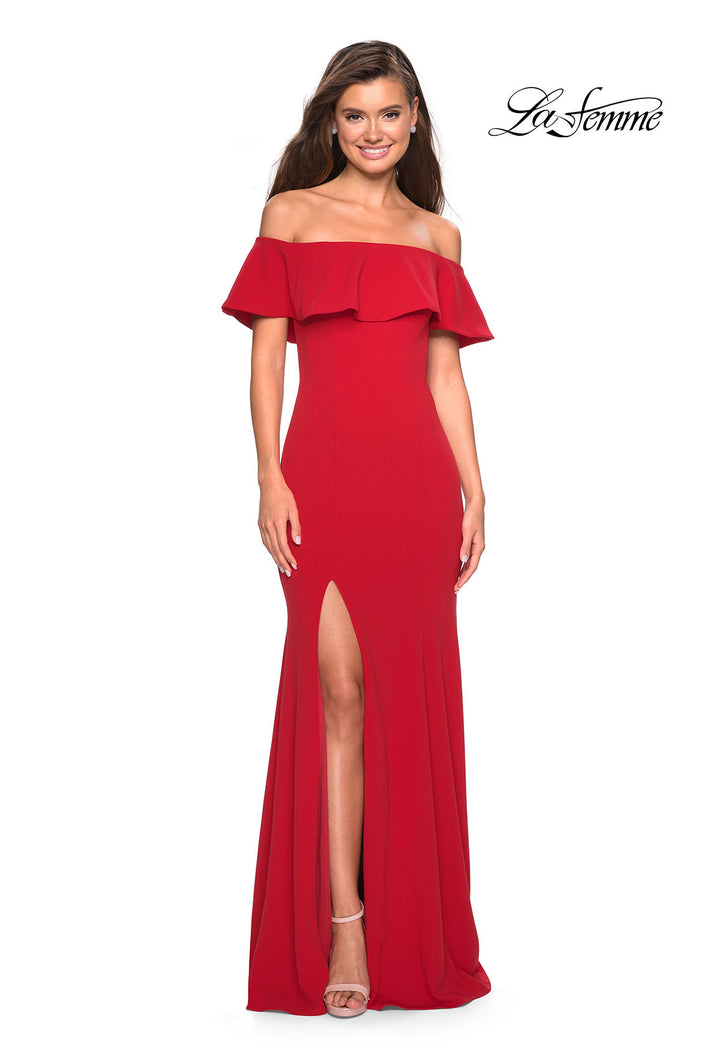 Picture of: Long Off The Shoulder Prom Dress with Side Slit in Red, Style: 27096, Main Picture