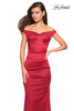 Picture of: Off the Shoulder Form Fitting Dress with Exposed Zipper in Red, Style: 27821, Main Picture
