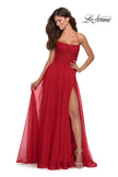 Picture of: A-line Dress with Straight Neckline and Floral Detail in Red, Style: 28600, Main Picture