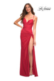 Picture of: Jersey Gown Featuring High Slit and Knot Detail in Red, Style: 30724, Main Picture