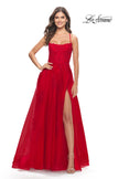 Picture of: A-line Tulle Gown with Floral Embroidery and Pockets in Red, Style: 31135, Main Picture
