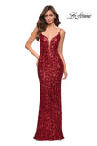 Picture of: Gorgeous Sequin Dress with V Neck and Open Back in Red, Style 29872, Detail Picture 8