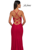 Picture of: Fitted Jersey Prom Dress with High Side Slit in Red , Style: 33080, Detail Picture 8