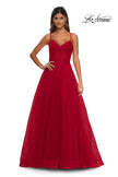 Picture of: Prom Dress with Sparkle Tulle and Ruched Corset Top in Red, Style: 32680, Detail Picture 9