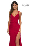 Picture of: Simple Prom Dress with Side Ruching and Lace Up Back in Red , Style: 33103, Detail Picture 9