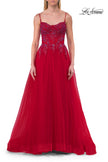 Picture of: Beaded Tulle A-Line Gown with Sheer Corset Bodice in Red, Style: 33702, Detail Picture 9