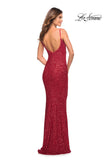 Picture of: Lovely Long Soft Sequin Dress with Scoop Neck in Red, Style: 30707, Detail Picture 10