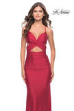 Picture of: Criss Cross Cut Out Rhinestone Jersey Dress in Red, Style: 31399, Detail Picture 10