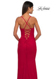 Picture of: Simple Prom Dress with Side Ruching and Lace Up Back in Red , Style: 33103, Detail Picture 10