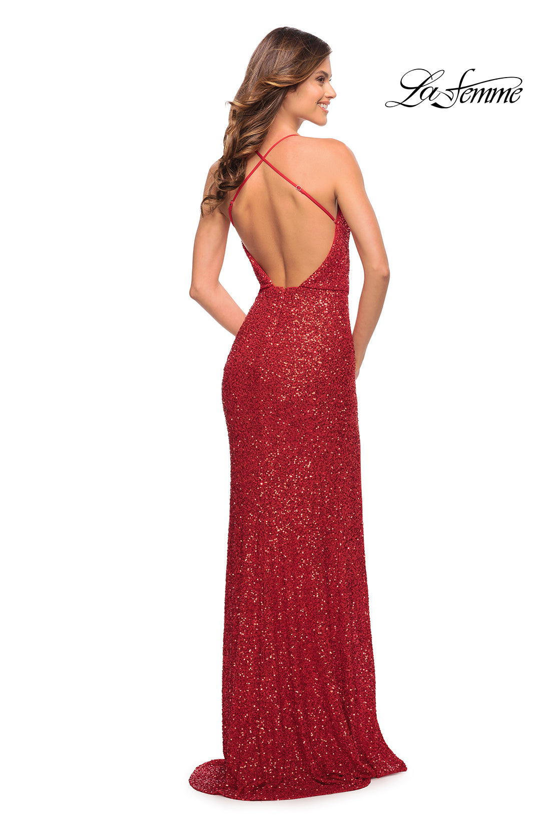 Picture of: Sequin Long Dress in Chic Design with Low Back in Red, Style: 30376, Detail Picture 11
