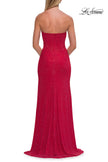 Picture of: Strapless Rhinestone Corset Gown with Sweetheart Neckline and High Slit in Red, Style: 33304, Detail Picture 12