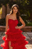 Picture of: Fabulous Tiered Ruffle Skirt Prom Dress with Strapless Top in Red, Style: 33717, Detail Picture 12