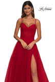 Picture of: Prom Dress with Sparkle Tulle and Ruched Corset Top in Red, Style: 32680, Detail Picture 13