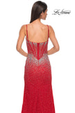 Picture of: Rhinestone Embellished Fitted Prom Dress with Corset and Deep V in Red , Style 32717, Detail Picture 14