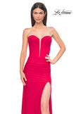 Picture of: Strapless Corset Style Prom Dress with Illusion Back in Red , Style 32941, Detail Picture 14