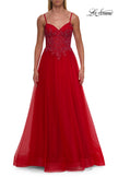 Picture of: Lace Corset Tulle Gown with High Slit and A-Line Skirt in Red, Style: 33436, Detail Picture 14