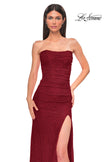 Picture of: Simple Long Stretch Lace Prom Dress with Ruching in Red , Style 32773, Detail Picture 15