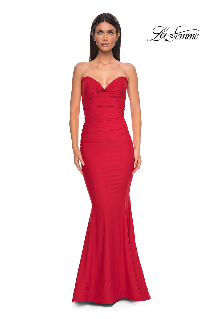 Picture of: Simple Jersey Mermaid Prom Dress with Sweetheart Neckline in Red , Style 32872, Detail Picture 15