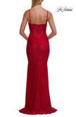 Picture of: Lace Fitted Gown with Ruched Bodice and Sheer Back in Red, Style: 33443, Detail Picture 15