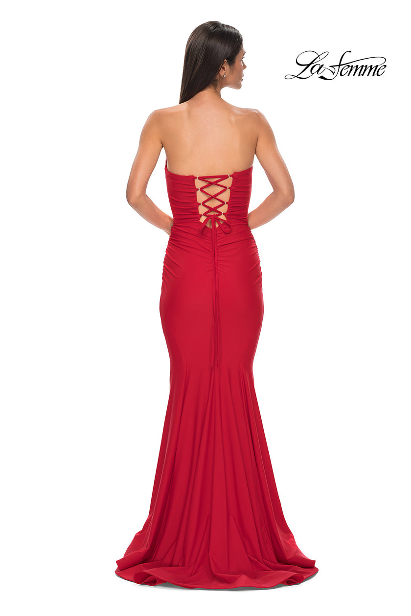 Picture of: Simple Jersey Mermaid Prom Dress with Sweetheart Neckline in Red , Style 32872, Detail Picture 16