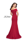 Picture of: Off the Shoulder Mermaid Style Dress with Scallop Neckline in Red, Style: 25476, Back Picture