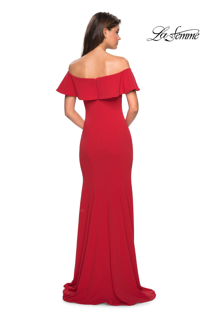 Picture of: Long Off The Shoulder Prom Dress with Side Slit in Red, Style: 27096, Back Picture