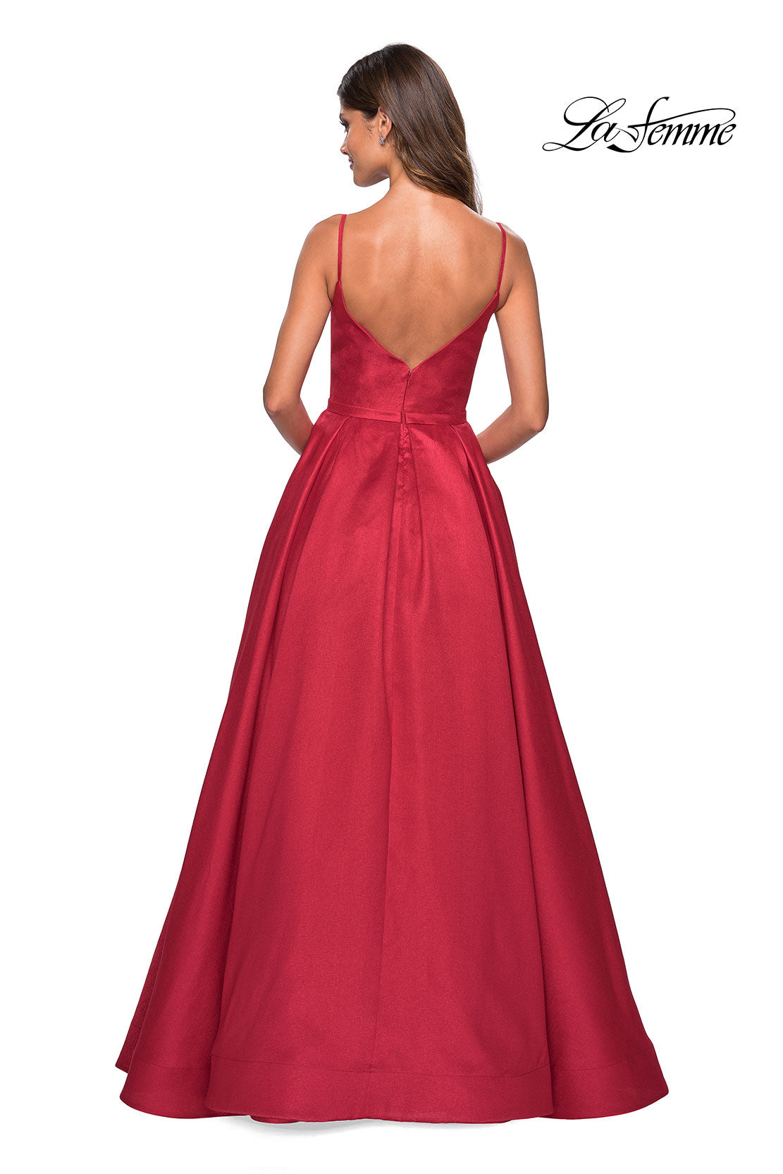 Picture of: Elegant Long Ball Gown with Empire Waist and V Back in Red, Style: 27447, Back Picture