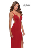 Picture of: Long Prom Dress with Faux Strappy Open Back in Red, Style: 28461, Back Picture