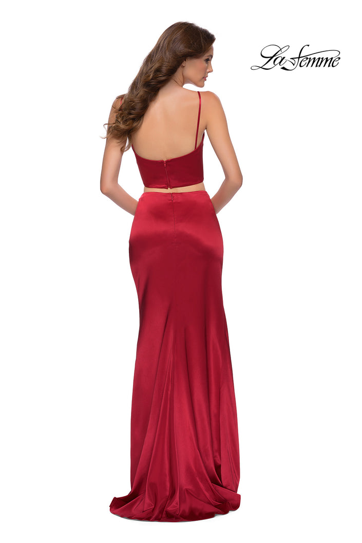 Picture of: Two Piece Stretch Satin Prom Dress in Red, Style 29941, Back Picture