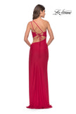 Picture of: One Shoulder Dress with Side Cut Out and Unique Back in Red, Style: 31386, Back Picture