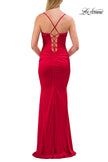 Picture of: Ruched Satin Gown with Sweetheart Neckline and Lace-Up Back in Red, Style: 33764, Detail Picture 20