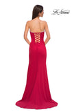 Picture of: Jersey Strapless Dress with Sweetheart Rhinestone Lined Neckline in Red , Style 32829, Detail Picture 21