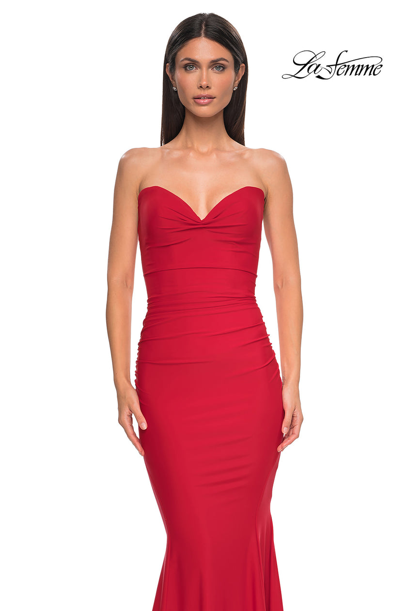 Picture of: Simple Jersey Mermaid Prom Dress with Sweetheart Neckline in Red , Style 32872, Detail Picture 25