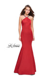 Picture of: Halter Mermaid Prom Dress with Metallic Beading in Red, Style: 25763, Detail Picture 1