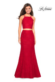 Picture of: Two Piece Stretch Lace Prom Dress with Strappy Back in Red, Style: 27452, Detail Picture 1