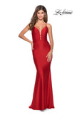 Picture of: Long Prom Dress with Knotted Detail and Lace Up Back in Red, Style: 28574, Detail Picture 1