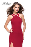 Picture of: High Neck Prom Dress with Halter Double Strap Detail in Red, Style: 25883, Detail Picture 2