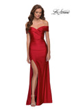 Picture of: Off the Shoulder Chic Jersey Gown with Ruching in Red, Style 29781, Detail Picture 2